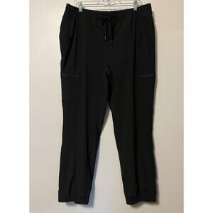 Eddie Bauer Fleece Lined Jogger Pants Women's Sz 16 Black Drawstring Pockets